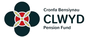 Clwyd Pension Fund logo (black, red and yellow)