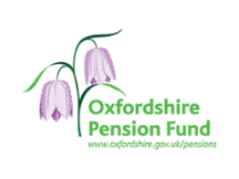 Oxfordshire Pension Fund logo (2 lilac bluebells and the name in green text)