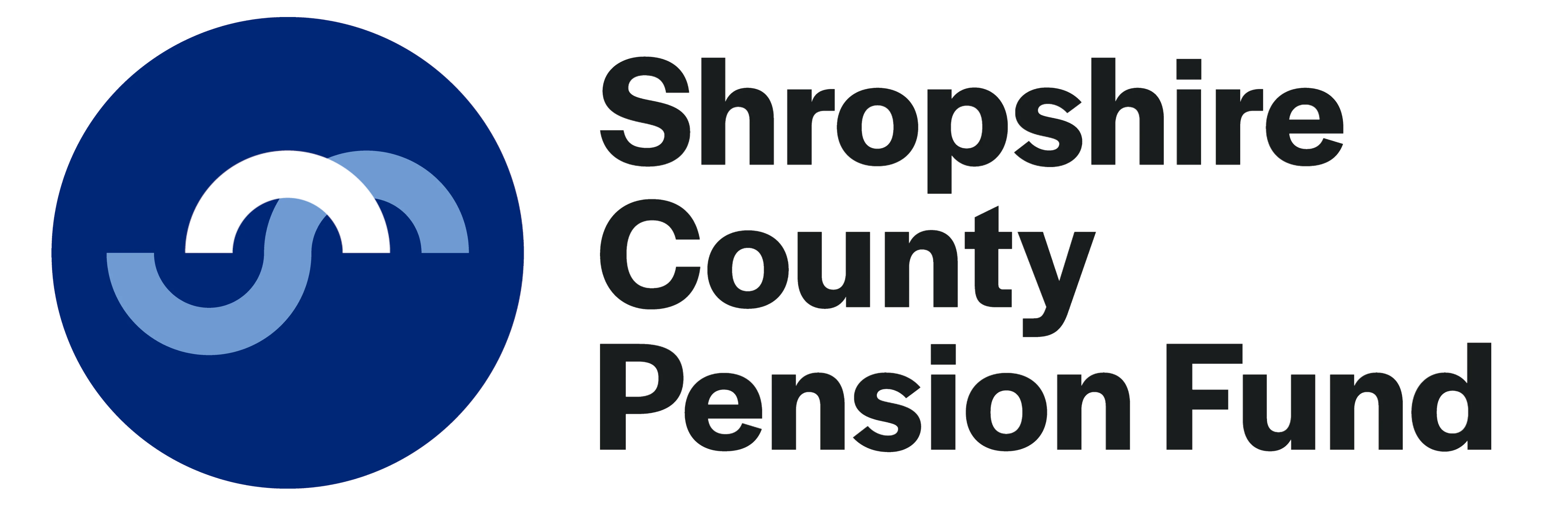 Shropshire County Pension Fund logo (blue and white logo and name in black text)